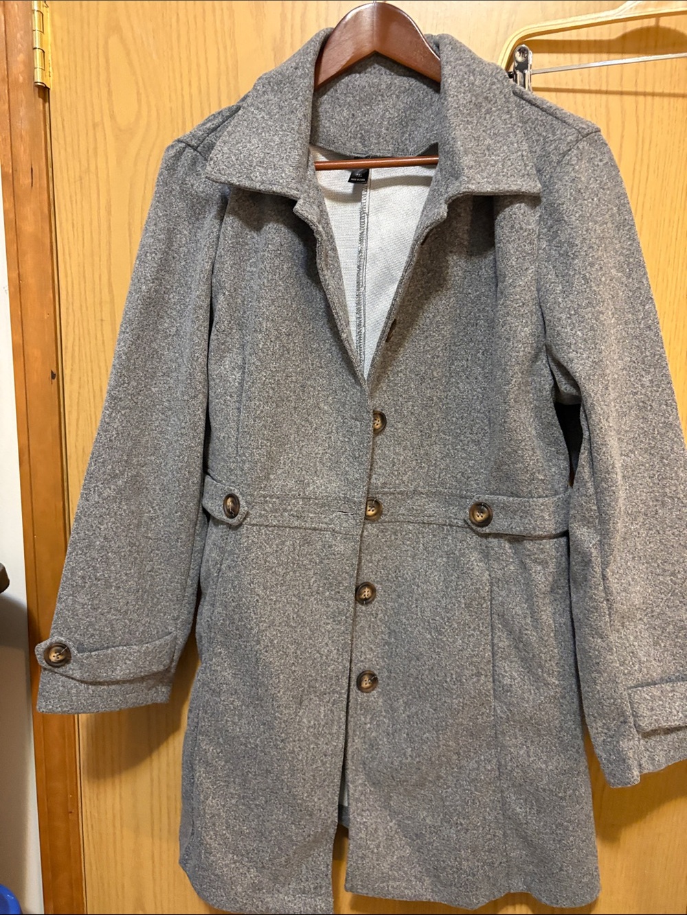 SHEIN Gray Tailored Button-Front Pea Coat